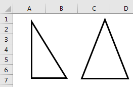 Membuat bentuk segitiga dalam excel